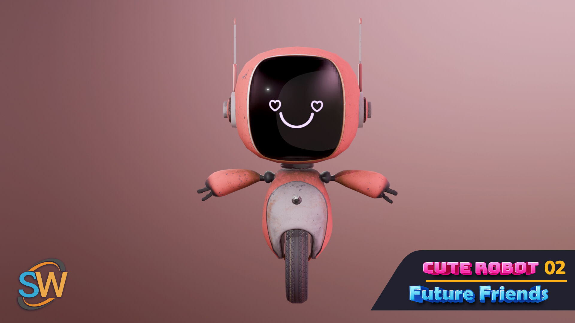 Cute Robot 02 Future Friends Low-poly 3D model_2