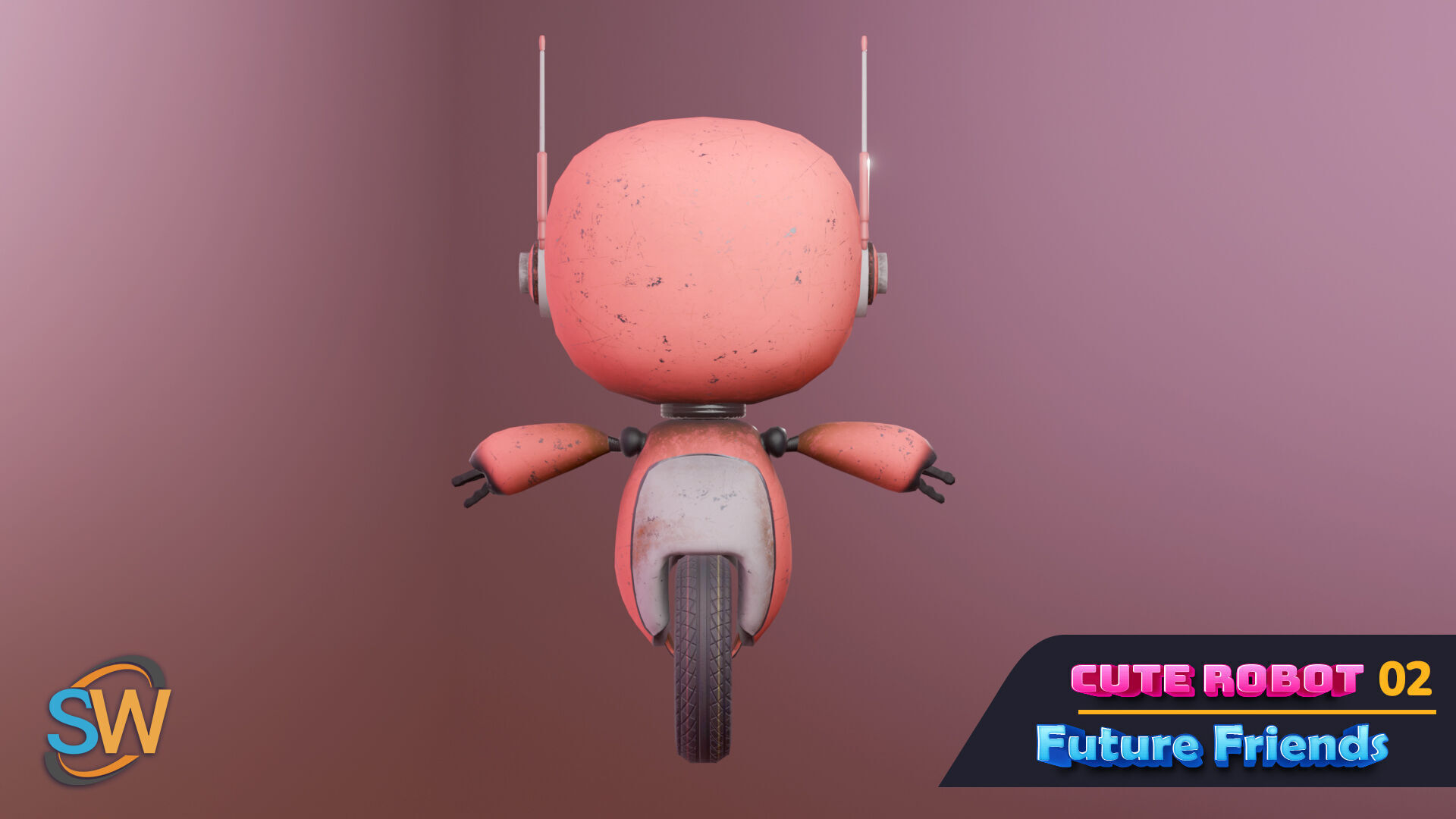 Cute Robot 02 Future Friends Low-poly 3D model_4