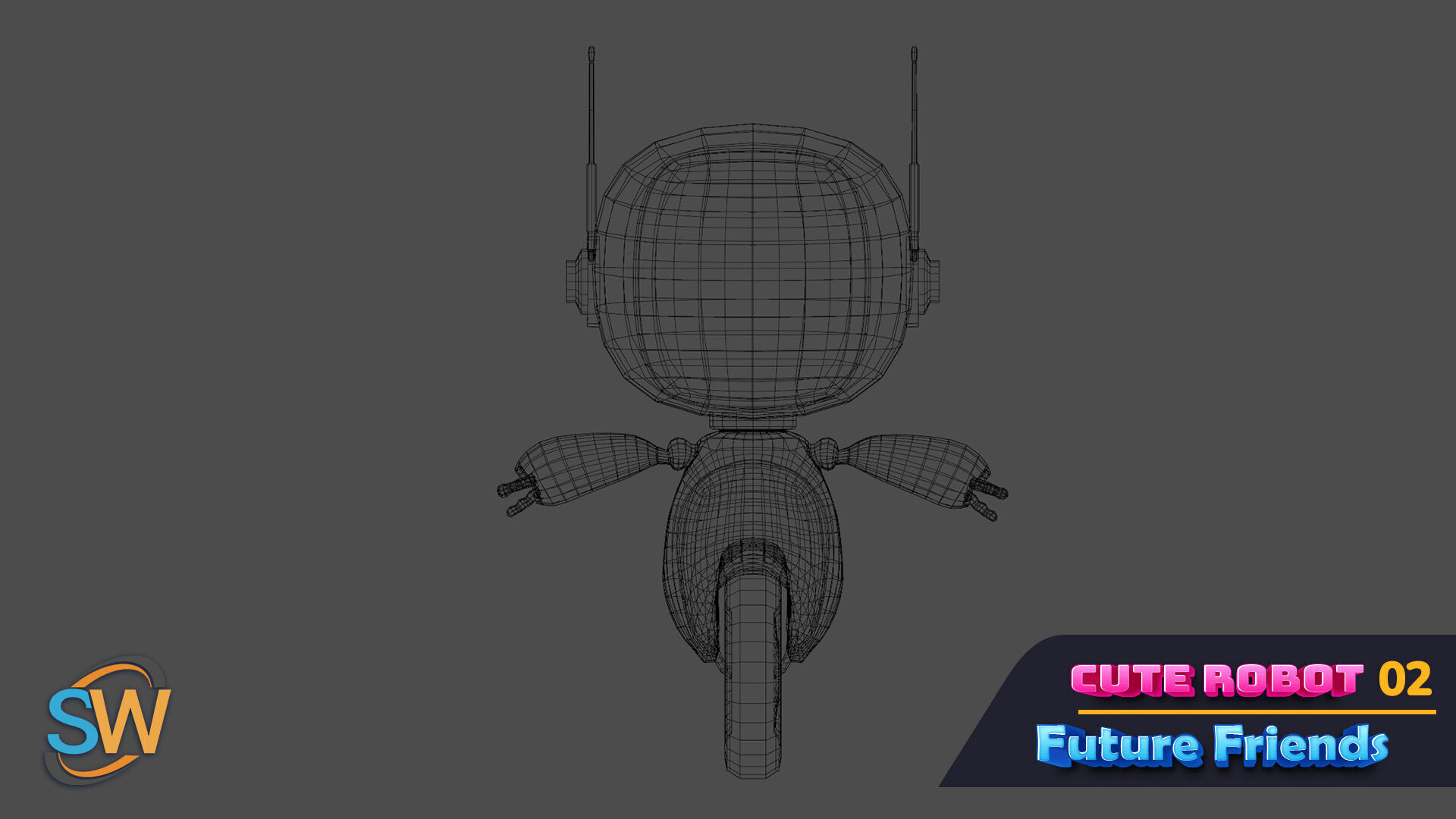 Cute Robot 02 Future Friends Low-poly 3D model_10