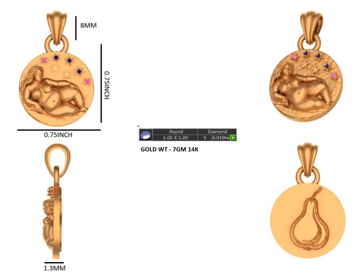 Pendent lady 3D print model_1