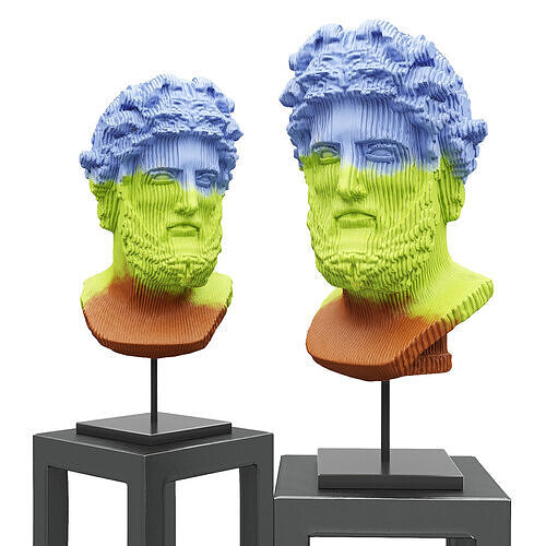 Greek bust stripes Low-poly 3D model