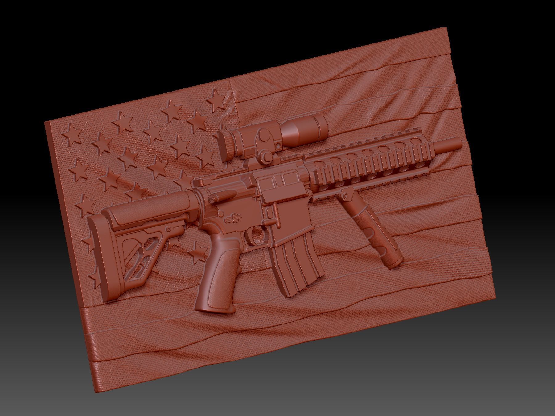 American flag 3D print model_4