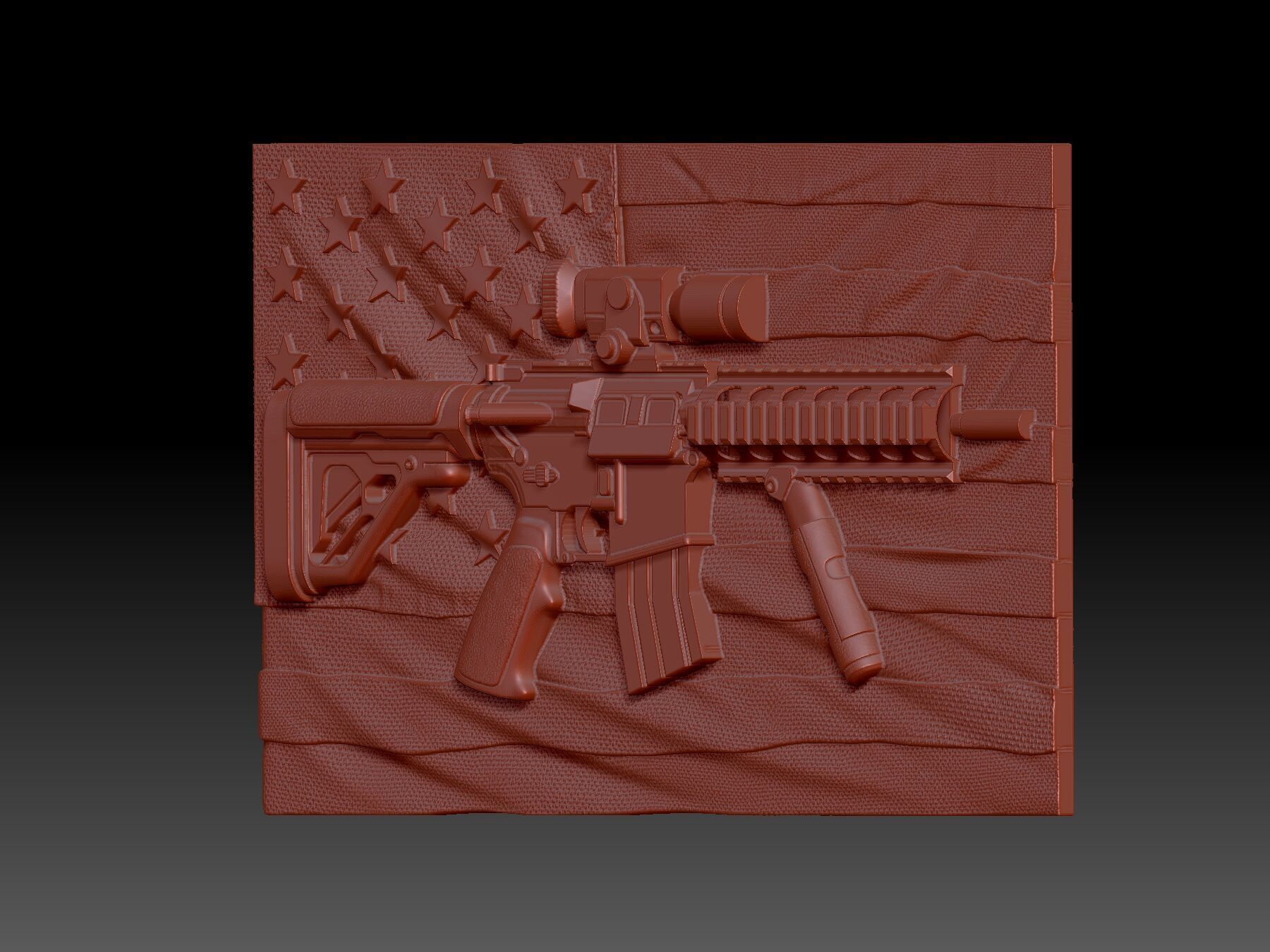 American flag 3D print model_3
