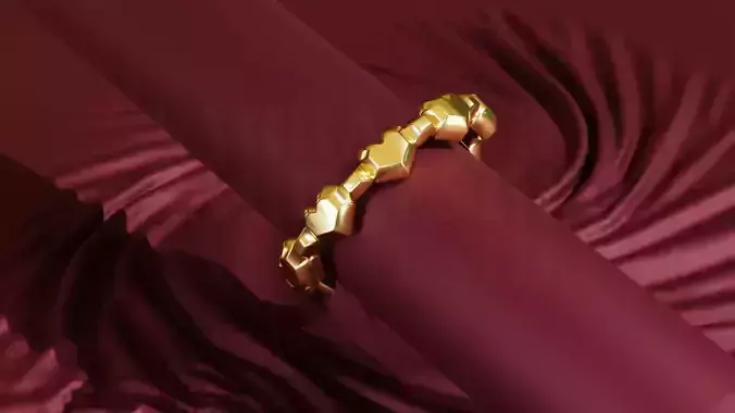 Gold Ring - Faceted Womens ring - STL OBJ 3D Printing casting