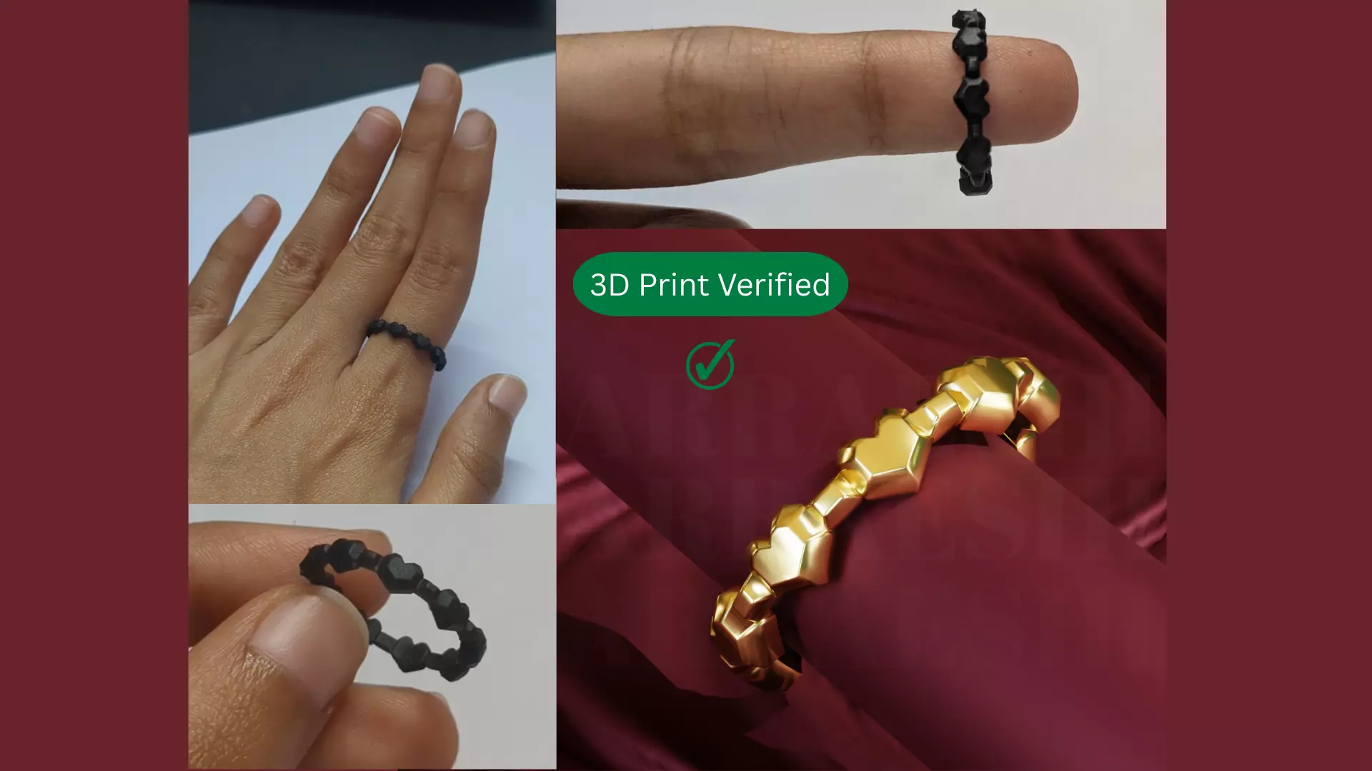 Gold Ring - Faceted Womens ring - STL OBJ 3D Printing casting 3D print model