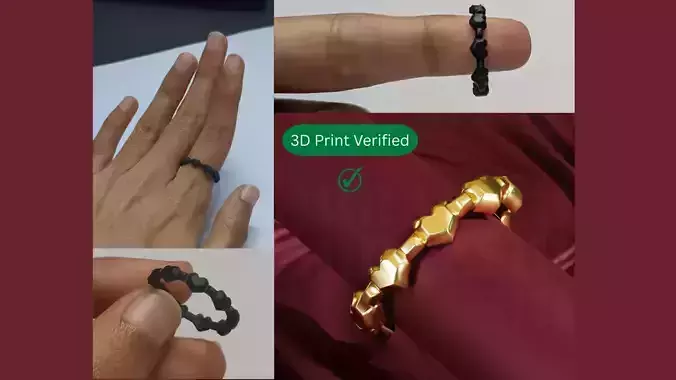 Gold Ring - Faceted Womens ring - STL OBJ 3D Printing casting