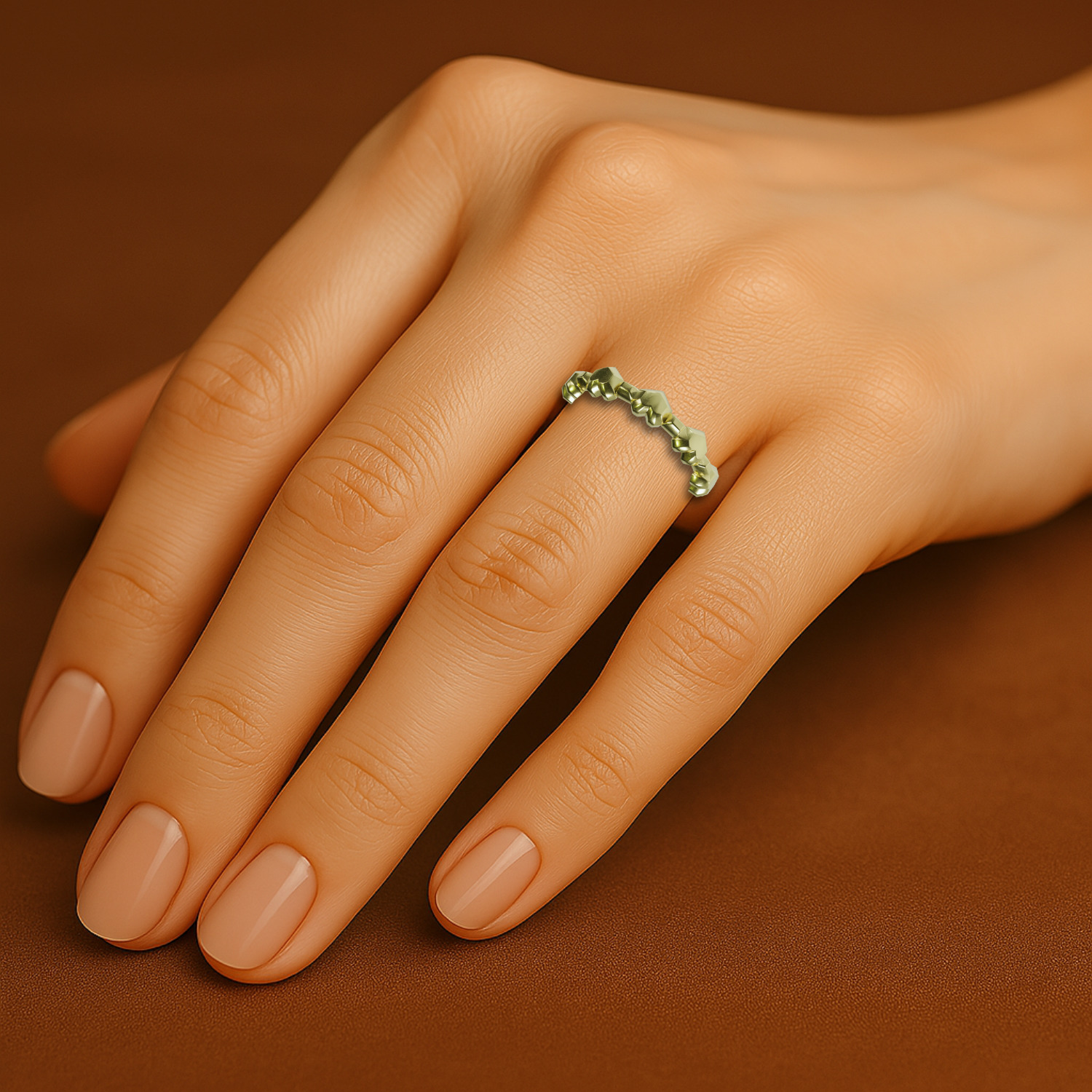 Gold Ring - Faceted Womens ring - STL OBJ 3D Printing casting 3D print model_4