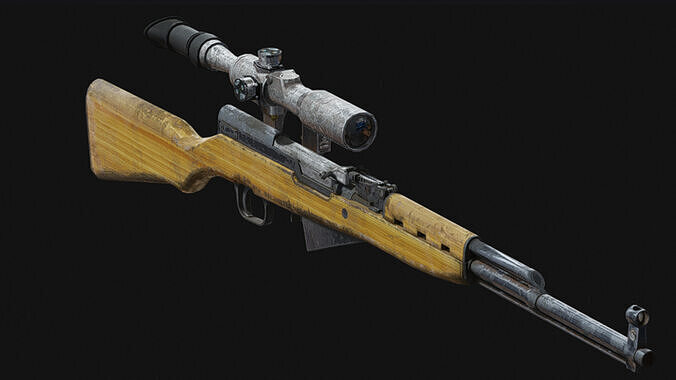 Russian SKS-45 rifle POSP-4 Scope Low-poly 3D model