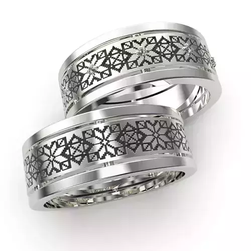 Wedding rings in Ukrainian style Vyshyvanka