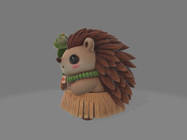 Kawaii Hedgehog in Hawaiian Skirt 3D print model_1