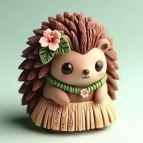 Kawaii Hedgehog in Hawaiian Skirt 3D print model