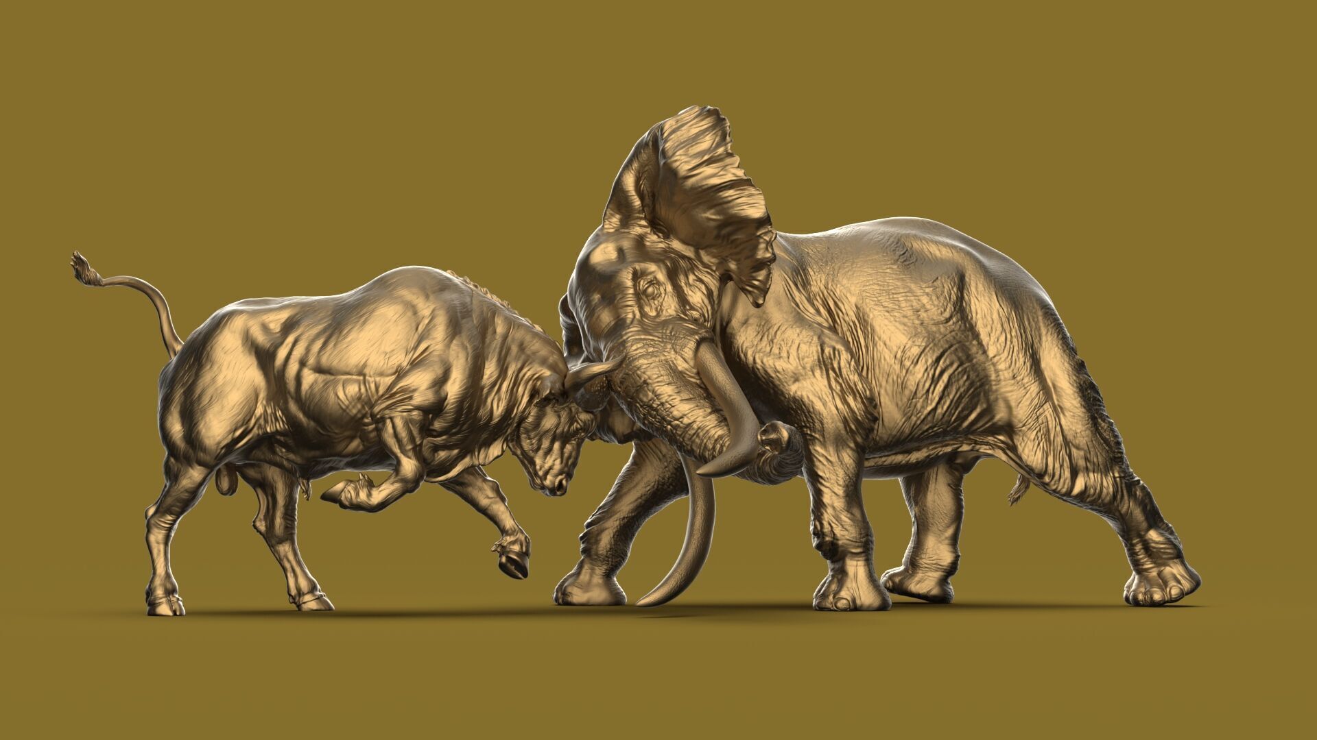 Bull elephant Fight 3D model_24