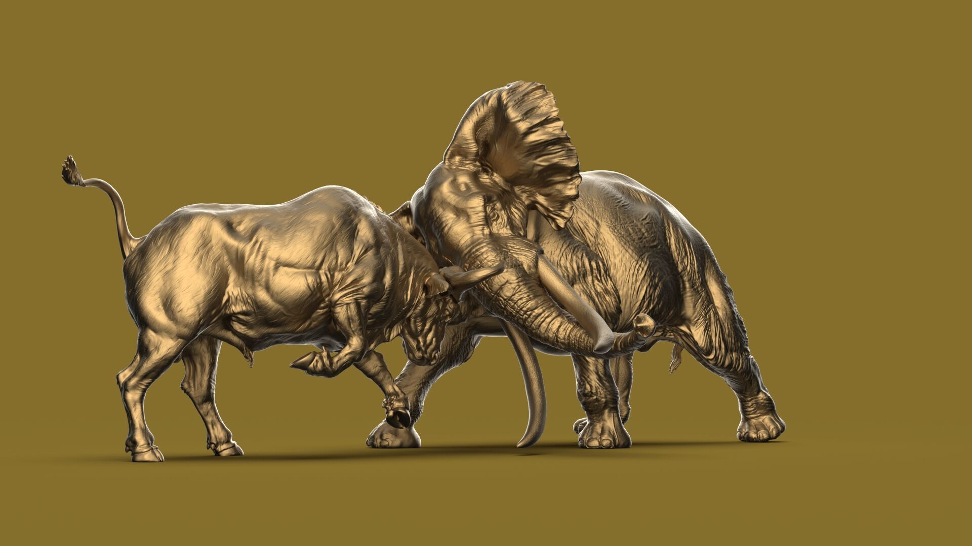 Bull elephant Fight 3D model_23