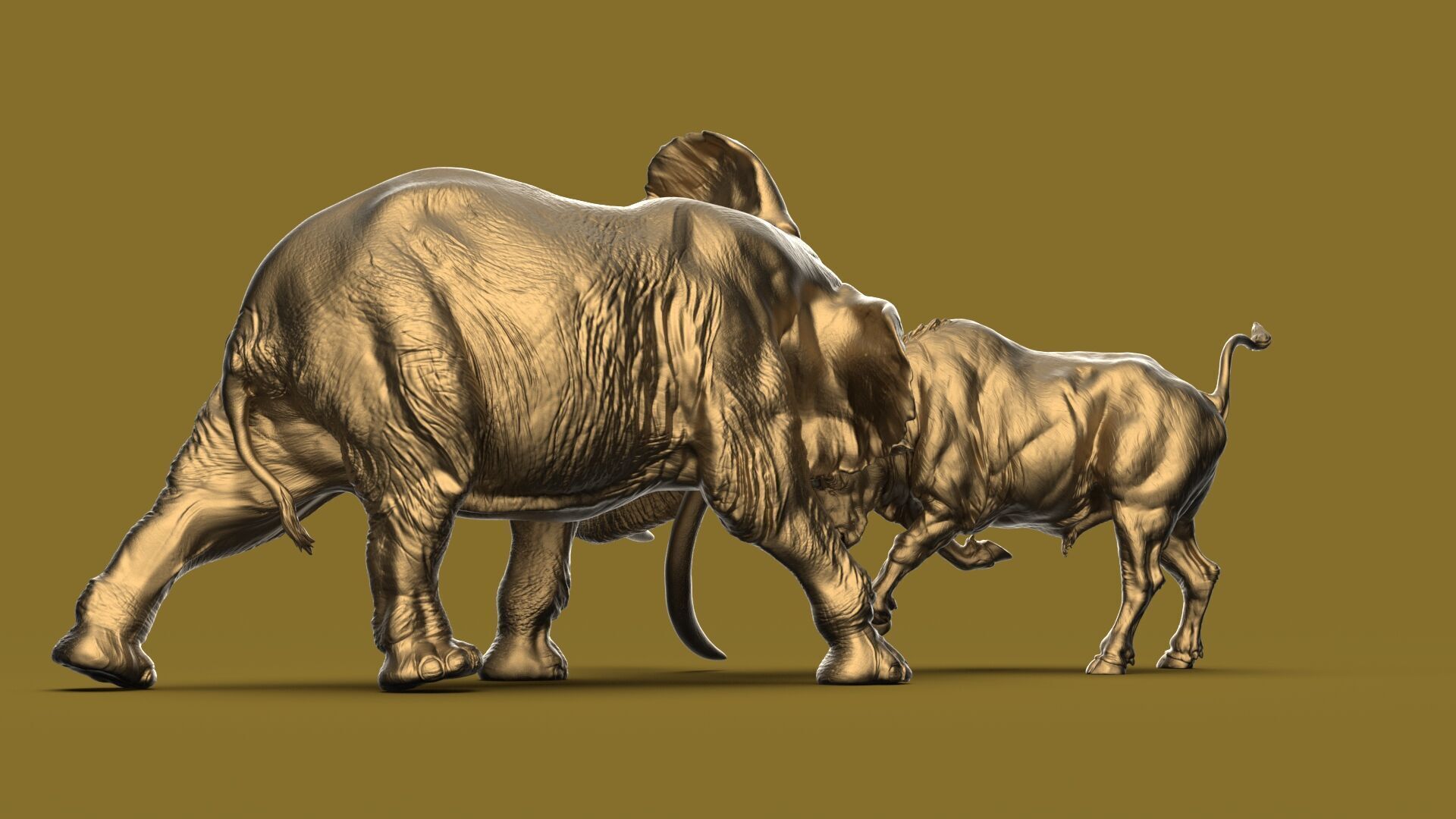 Bull elephant Fight 3D model_31