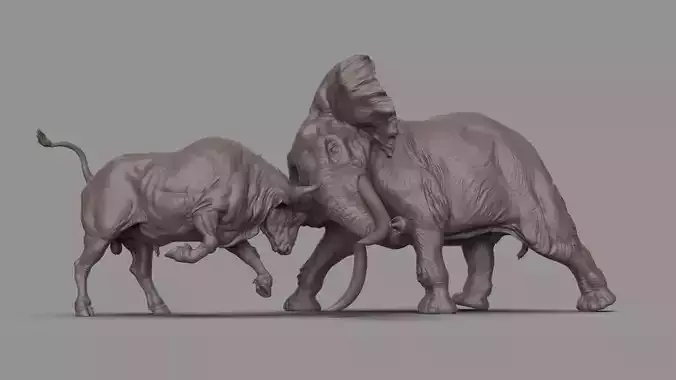 Bull elephant Fight