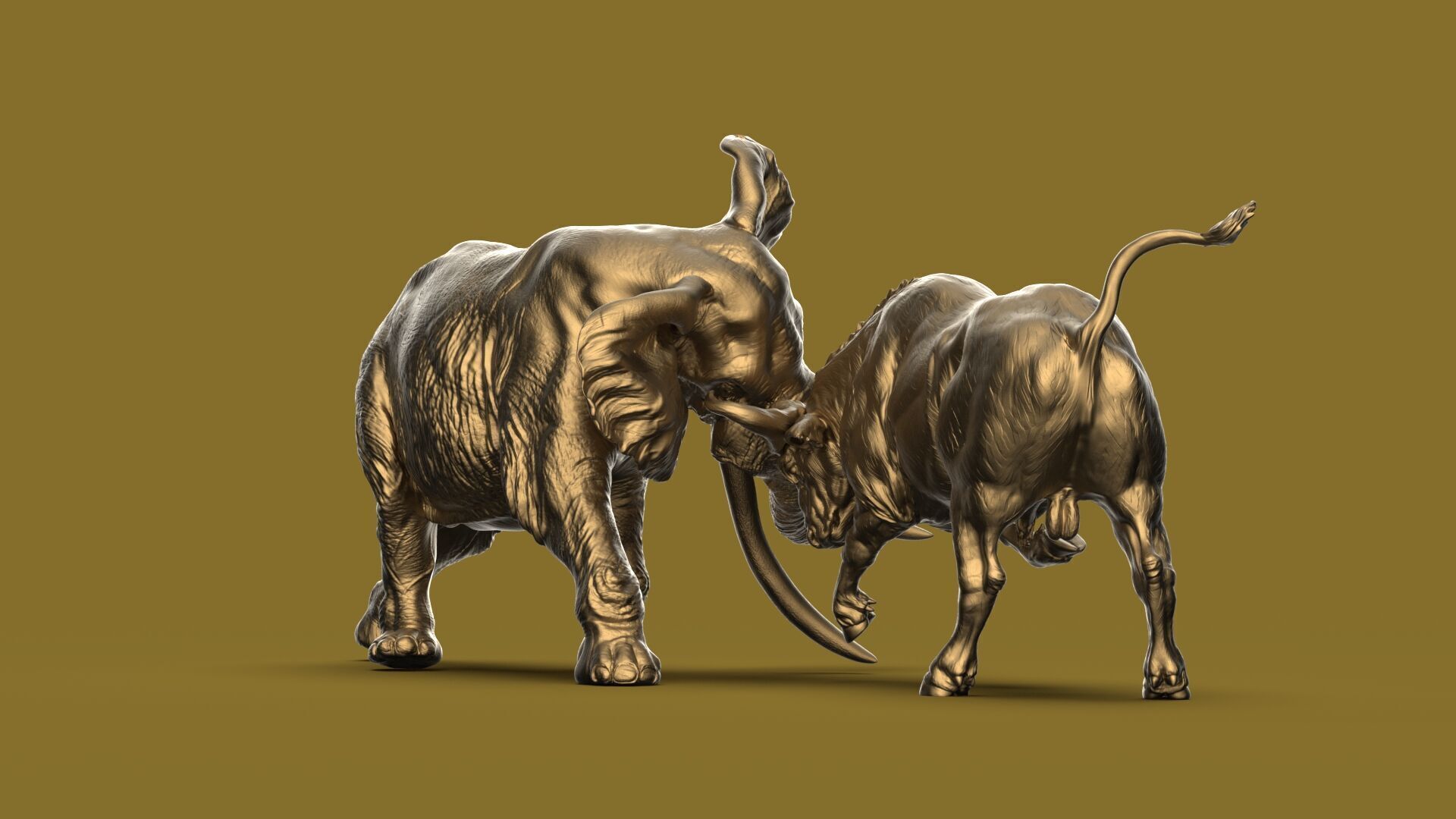 Bull elephant Fight 3D model_19