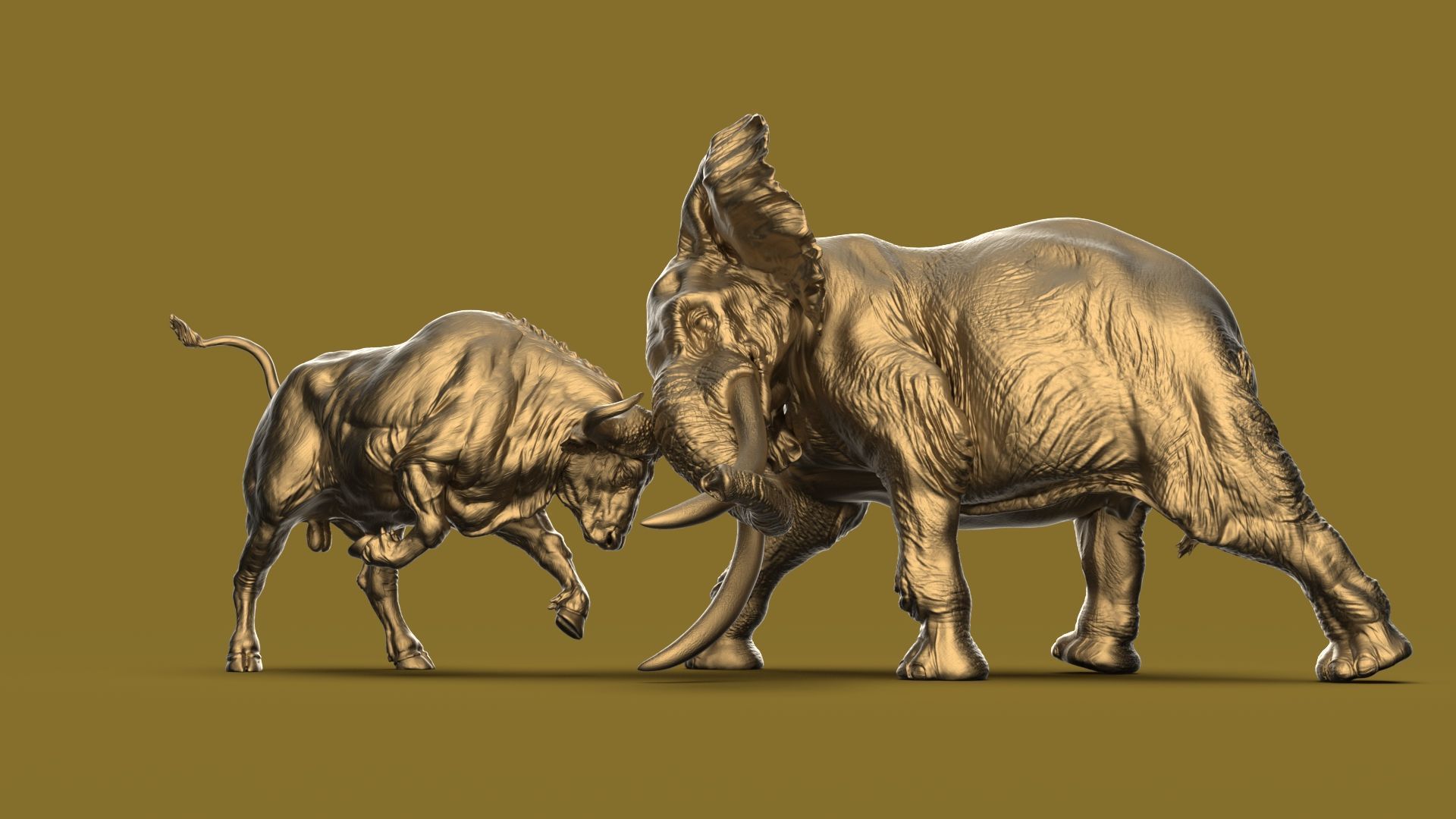 Bull elephant Fight 3D model_25