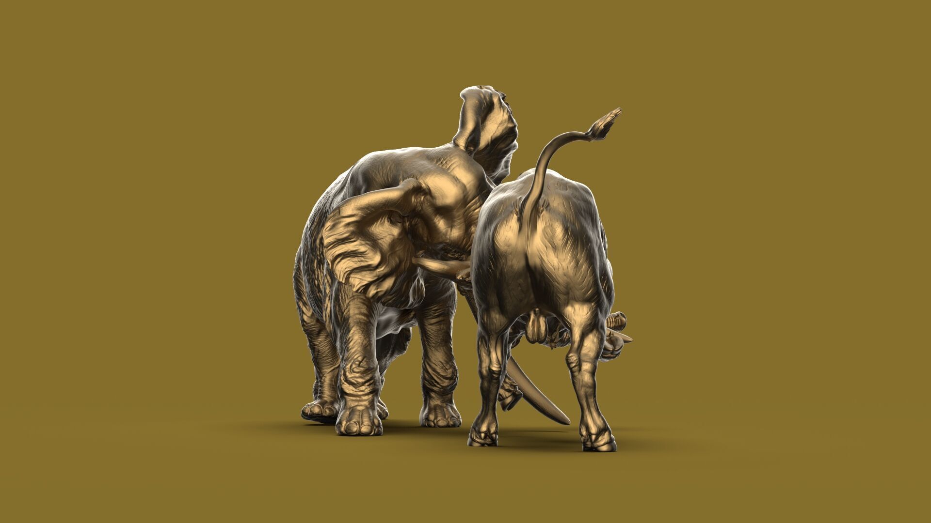 Bull elephant Fight 3D model_20
