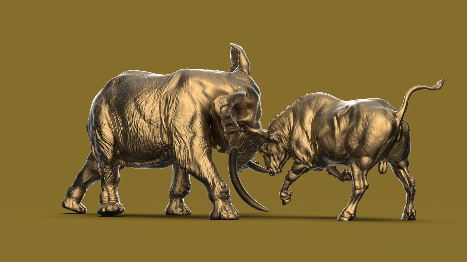 Bull elephant Fight 3D model_18