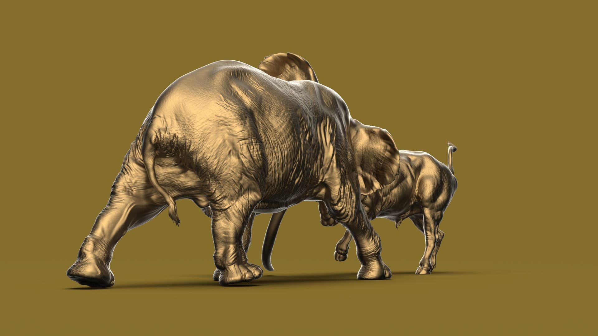 Bull elephant Fight 3D model_30