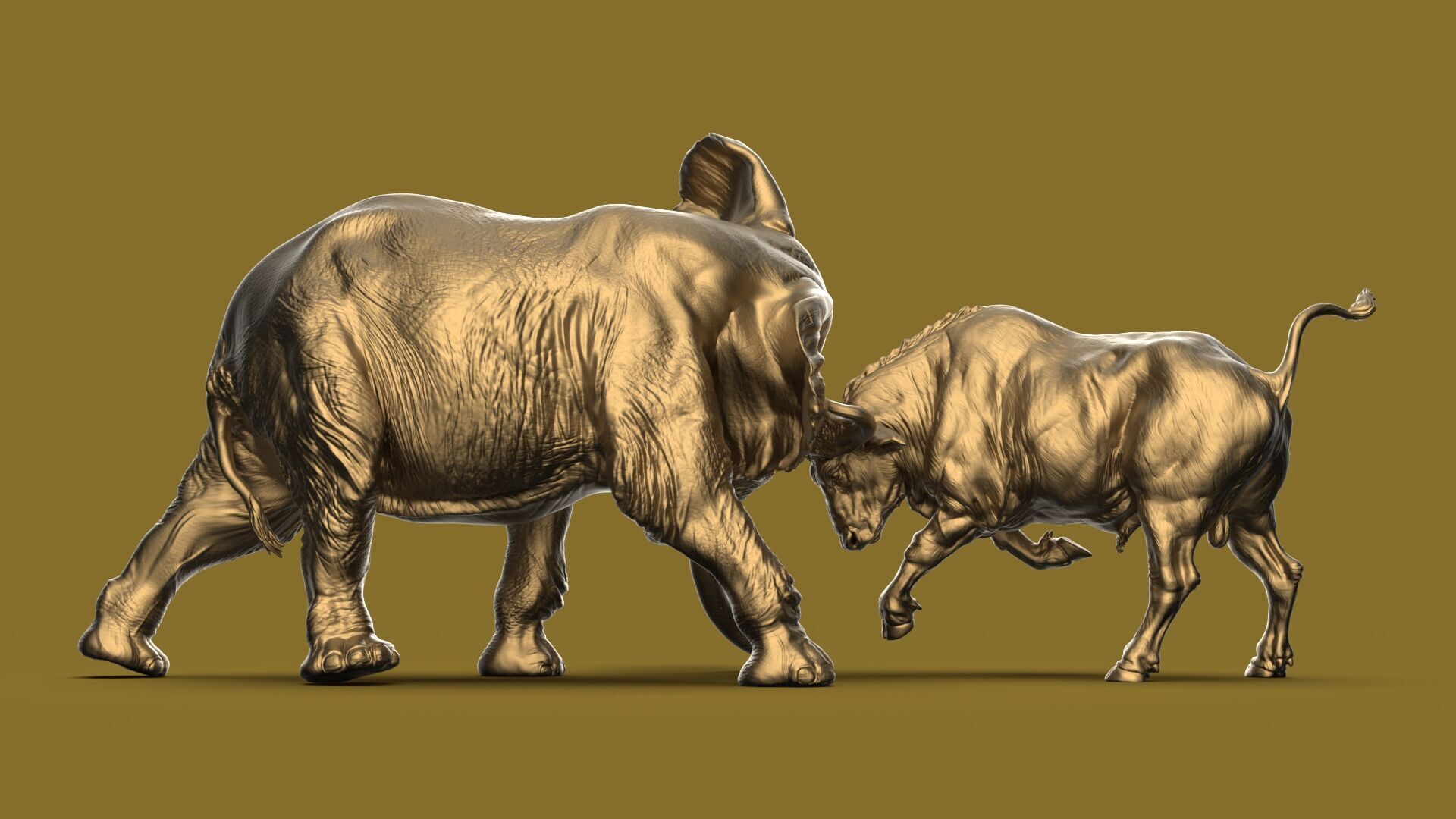 Bull elephant Fight 3D model_17