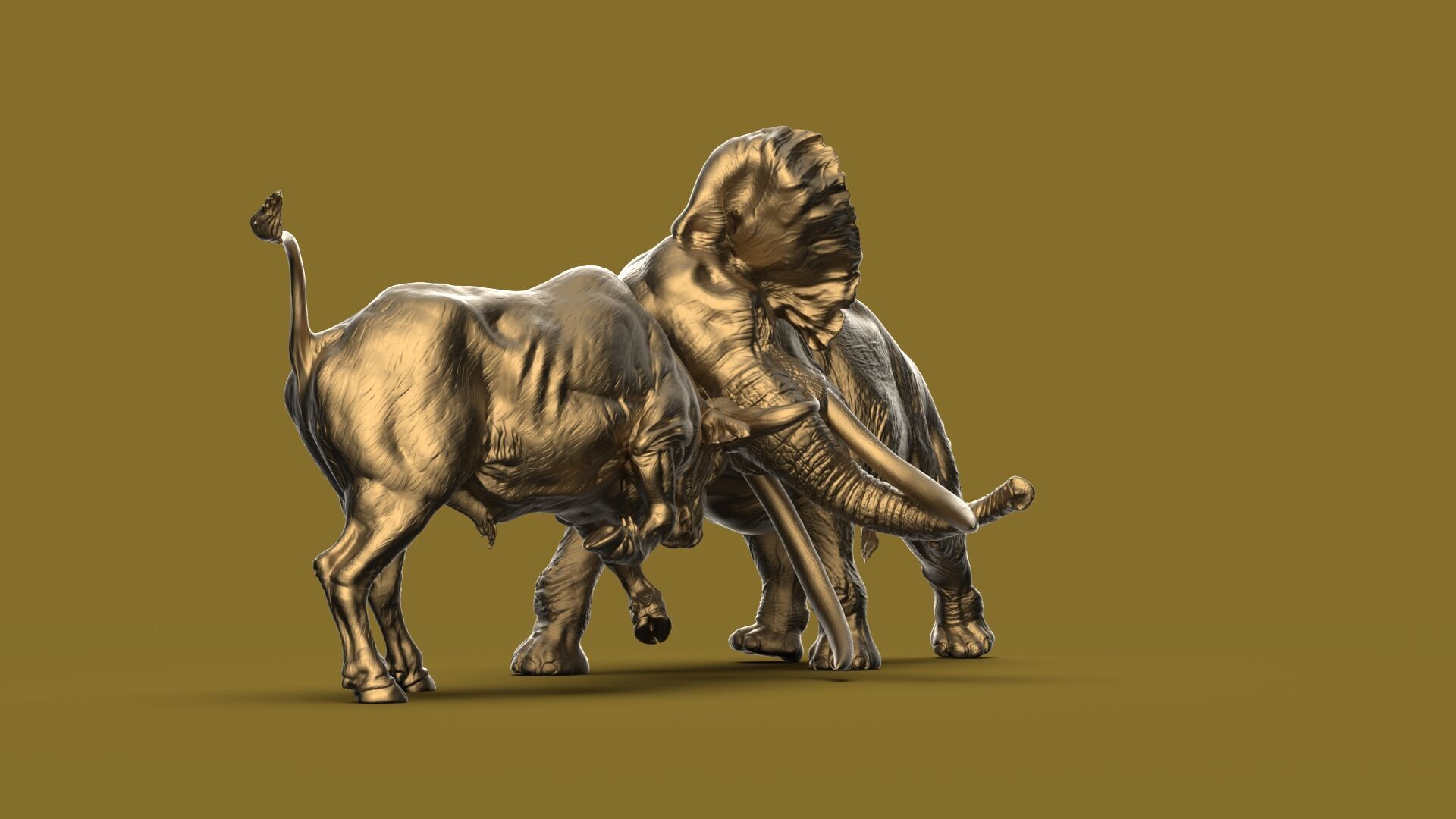 Bull elephant Fight 3D model_22