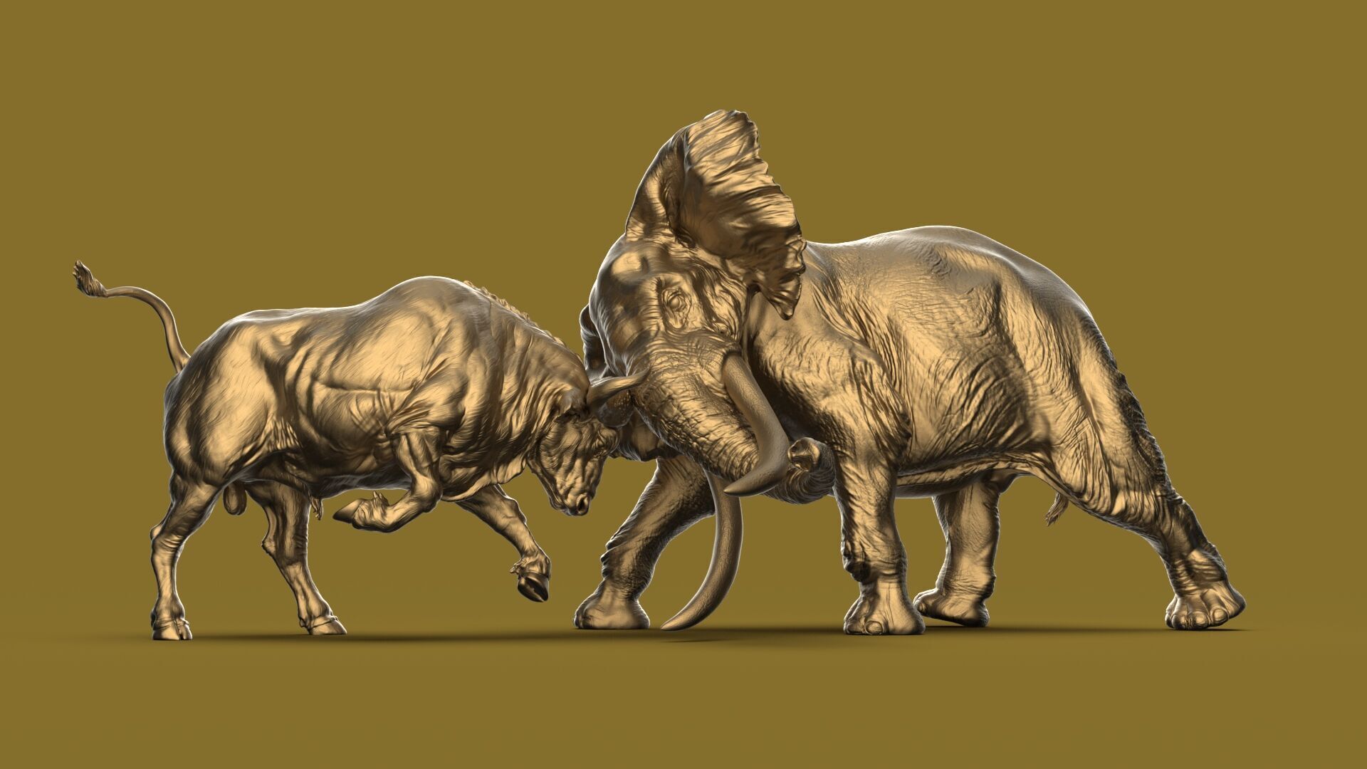Bull elephant Fight 3D model_16