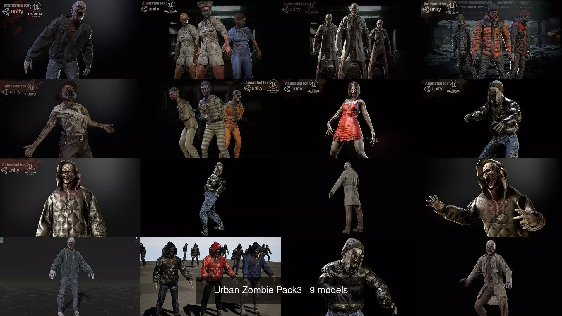 Urban Zombie Pack3 3D Model Collection_10