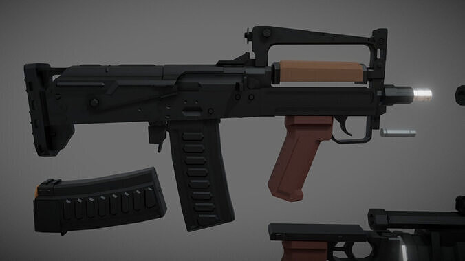 Low Poly OTs 14 Groza 4 Low-poly 3D model