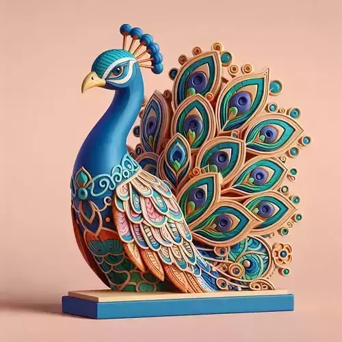 1164Colorful 3D Model of a Peacock on Base   totem