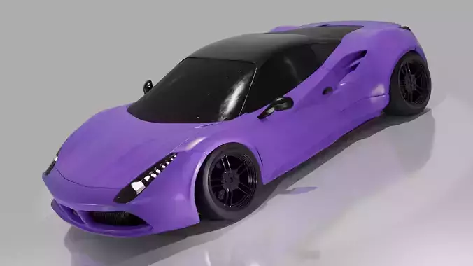 Ferarri 488 Wide body kit Low-poly 3D model