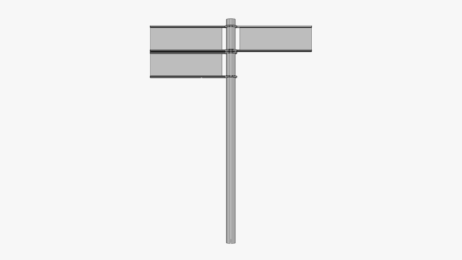 Basic Street Direction Sign - Geometry Only No Textures 3D model_5