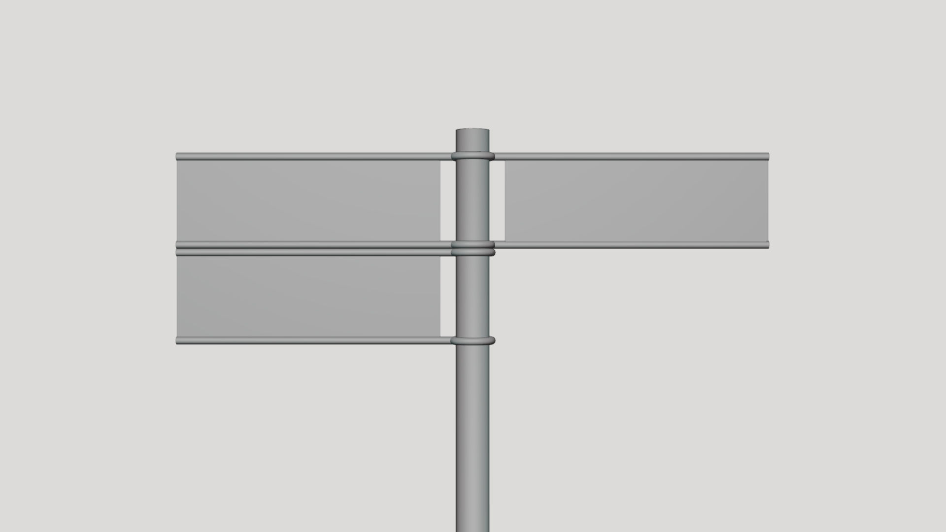 Basic Street Direction Sign - Geometry Only No Textures 3D model_2
