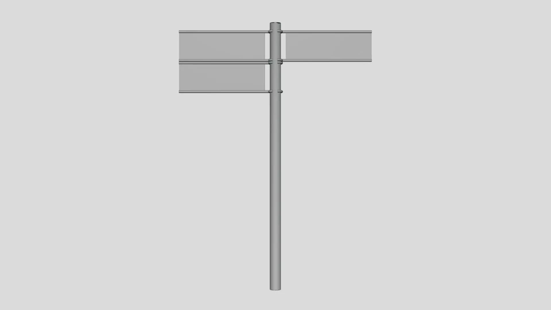 Basic Street Direction Sign - Geometry Only No Textures 3D model_0