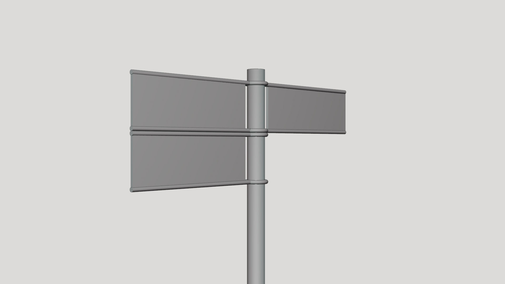 Basic Street Direction Sign - Geometry Only No Textures 3D model_3