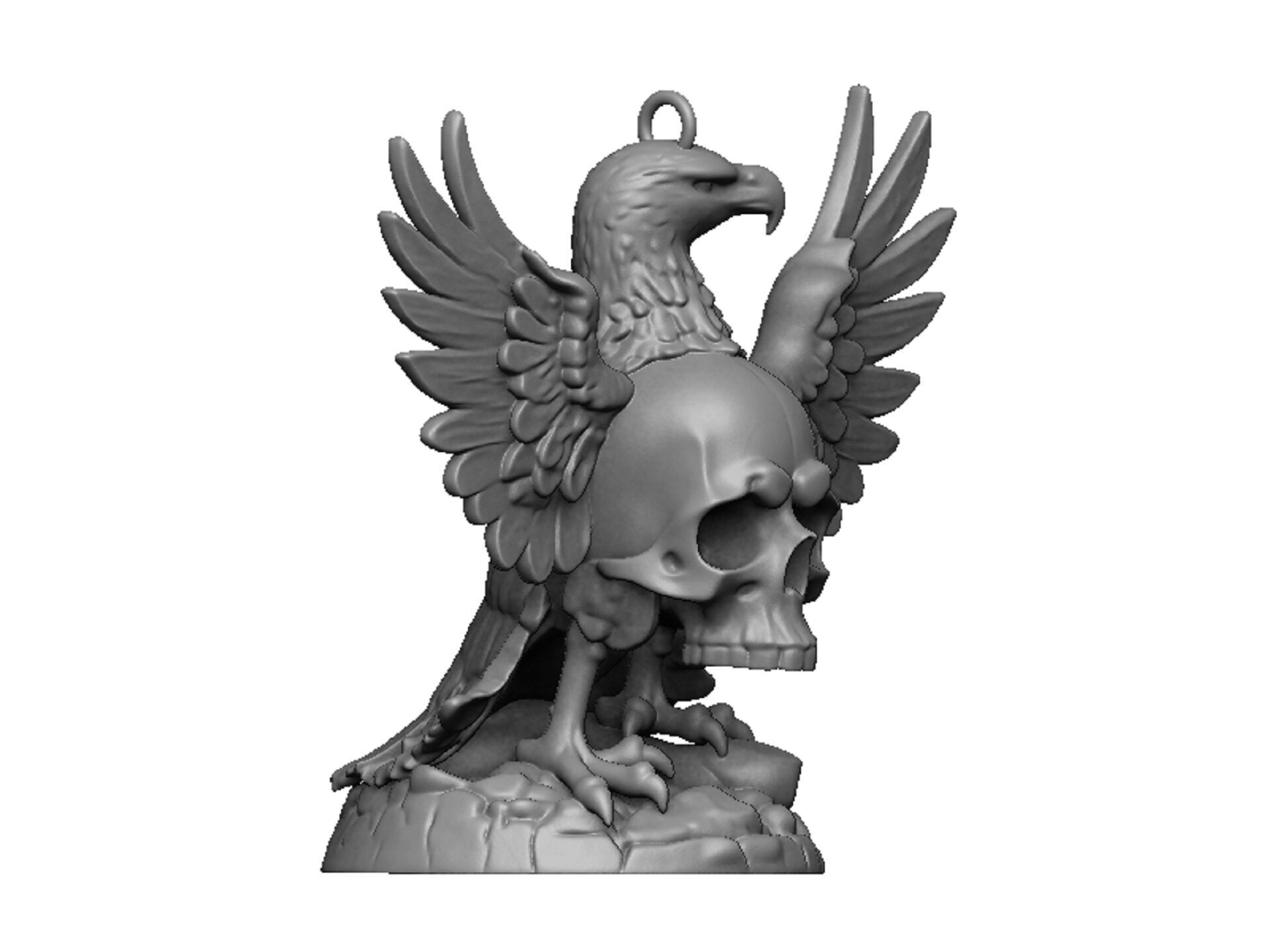 eagle and skull pendant 3D print model_1