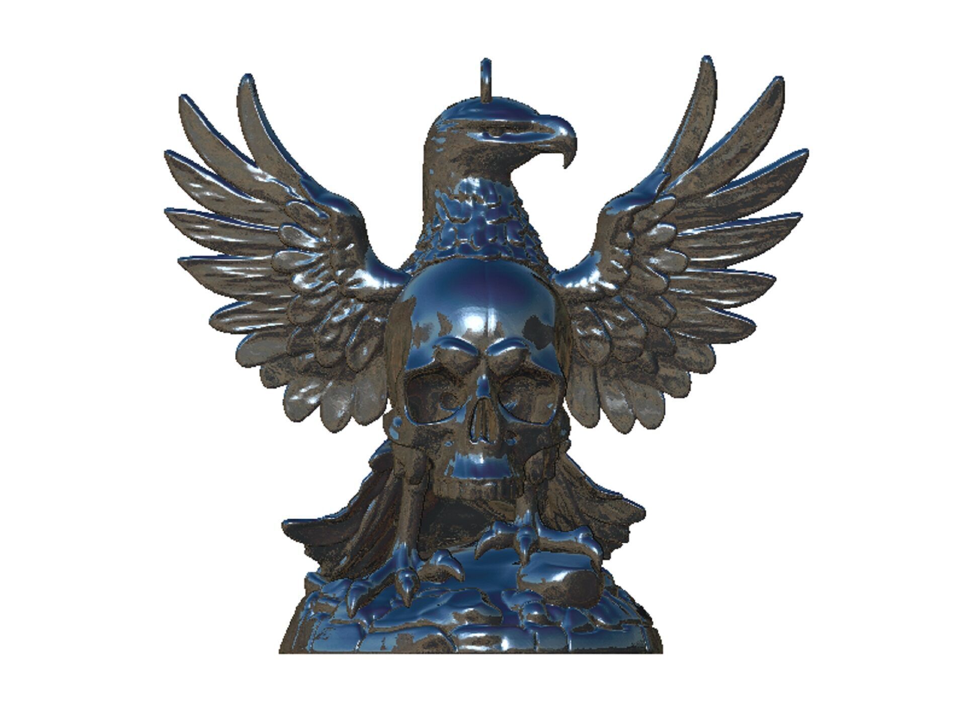 eagle and skull pendant 3D print model_5