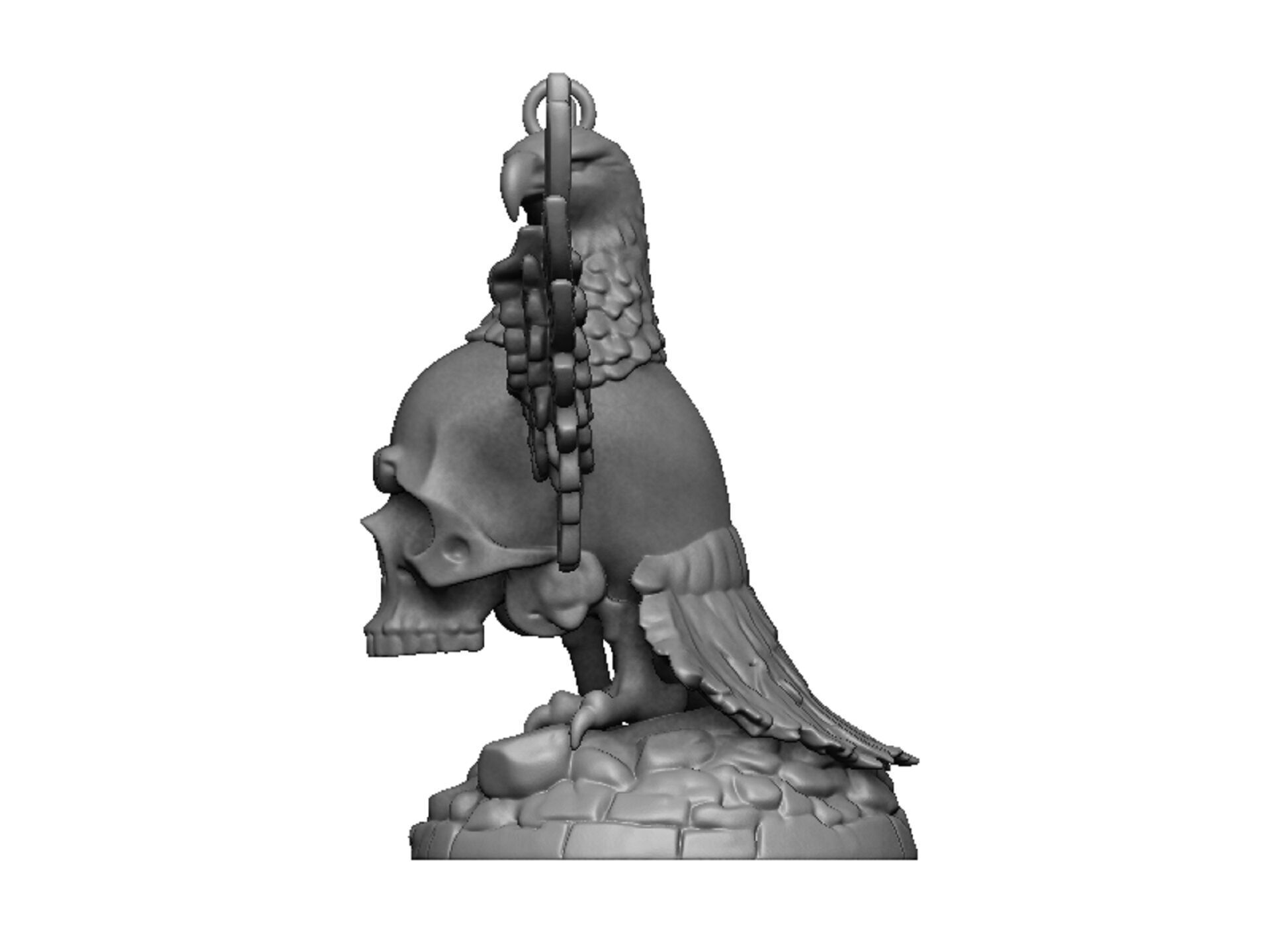 eagle and skull pendant 3D print model_4