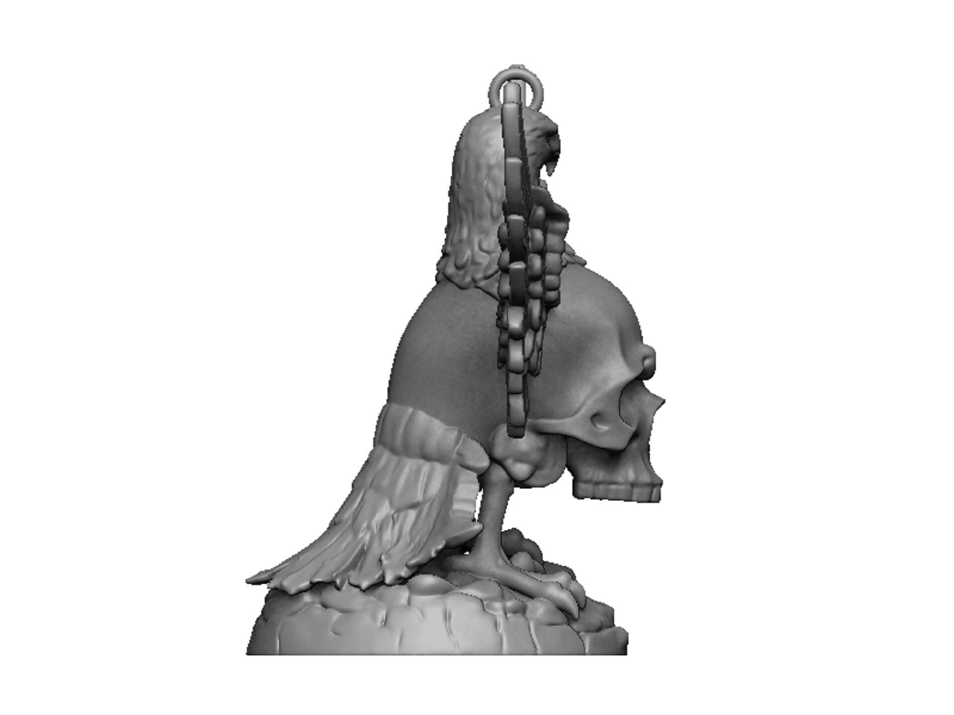eagle and skull pendant 3D print model_2