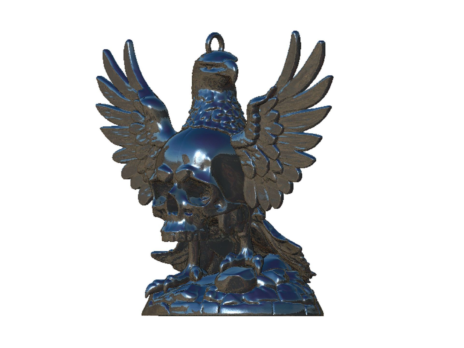 eagle and skull pendant 3D print model_7