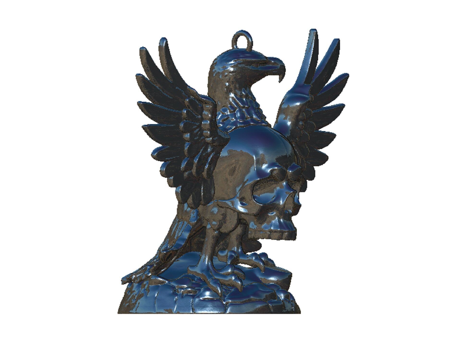 eagle and skull pendant 3D print model_6