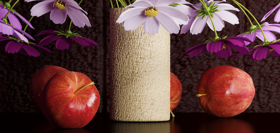 cosmos flowers 3D model_2