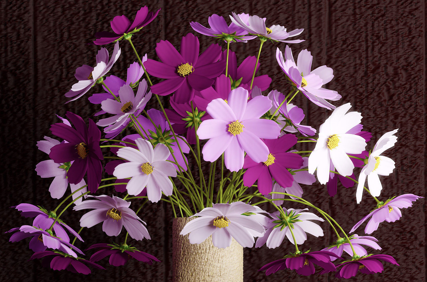 cosmos flowers 3D model_1