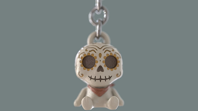 Cute Skull Keychain 3D print model