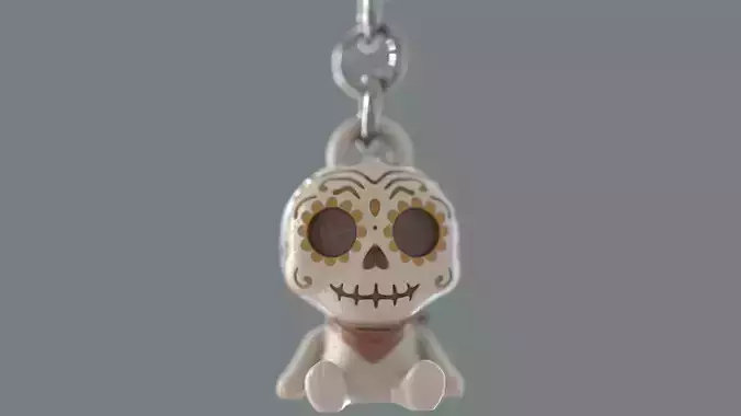 Cute Skull Keychain 3D print model