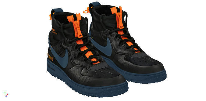 Nike Air Force one high gore-tex Black Low-poly 3D model