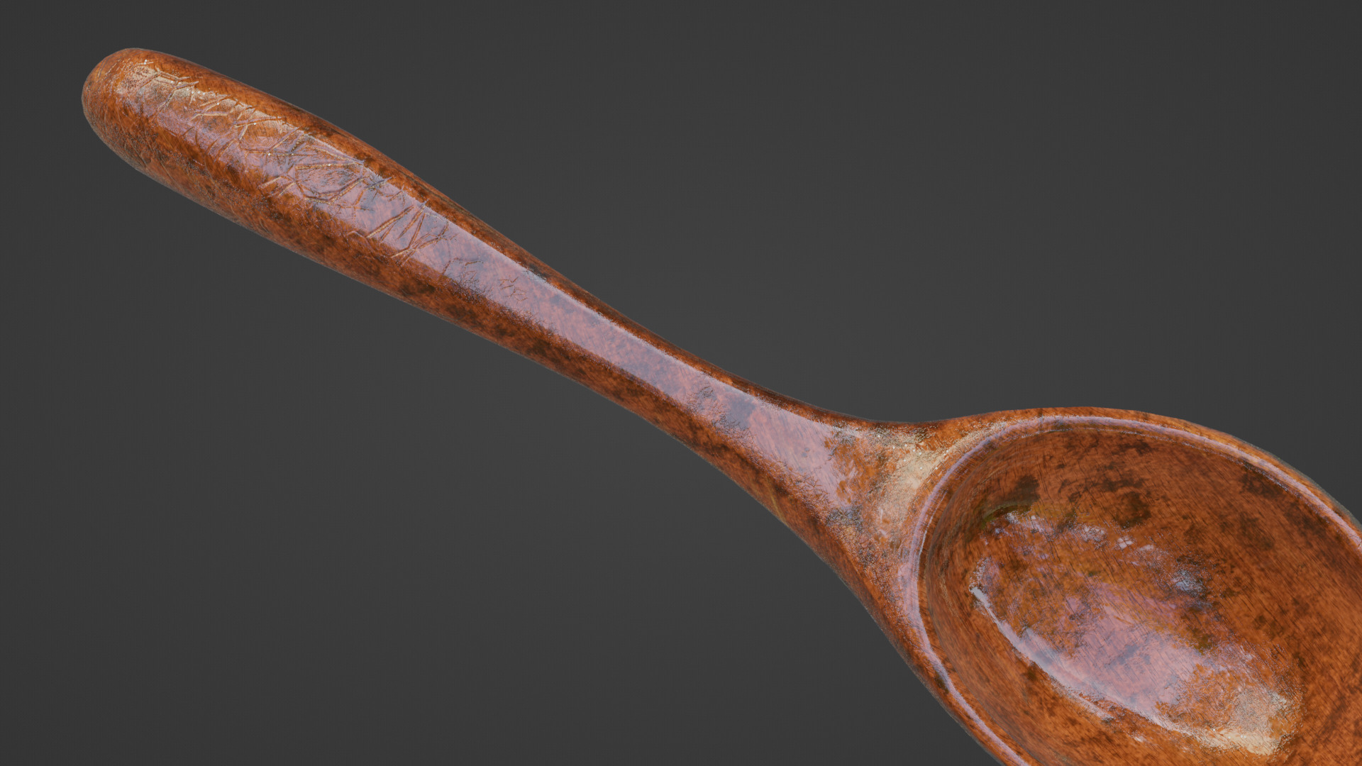 Realistic Wooden Ladle PBR 3D Model Game-Ready Low-poly 3D model_4