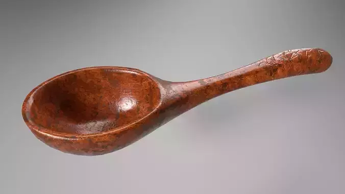 Realistic Wooden Ladle PBR 3D Model  Game-Ready Low-poly 3D model