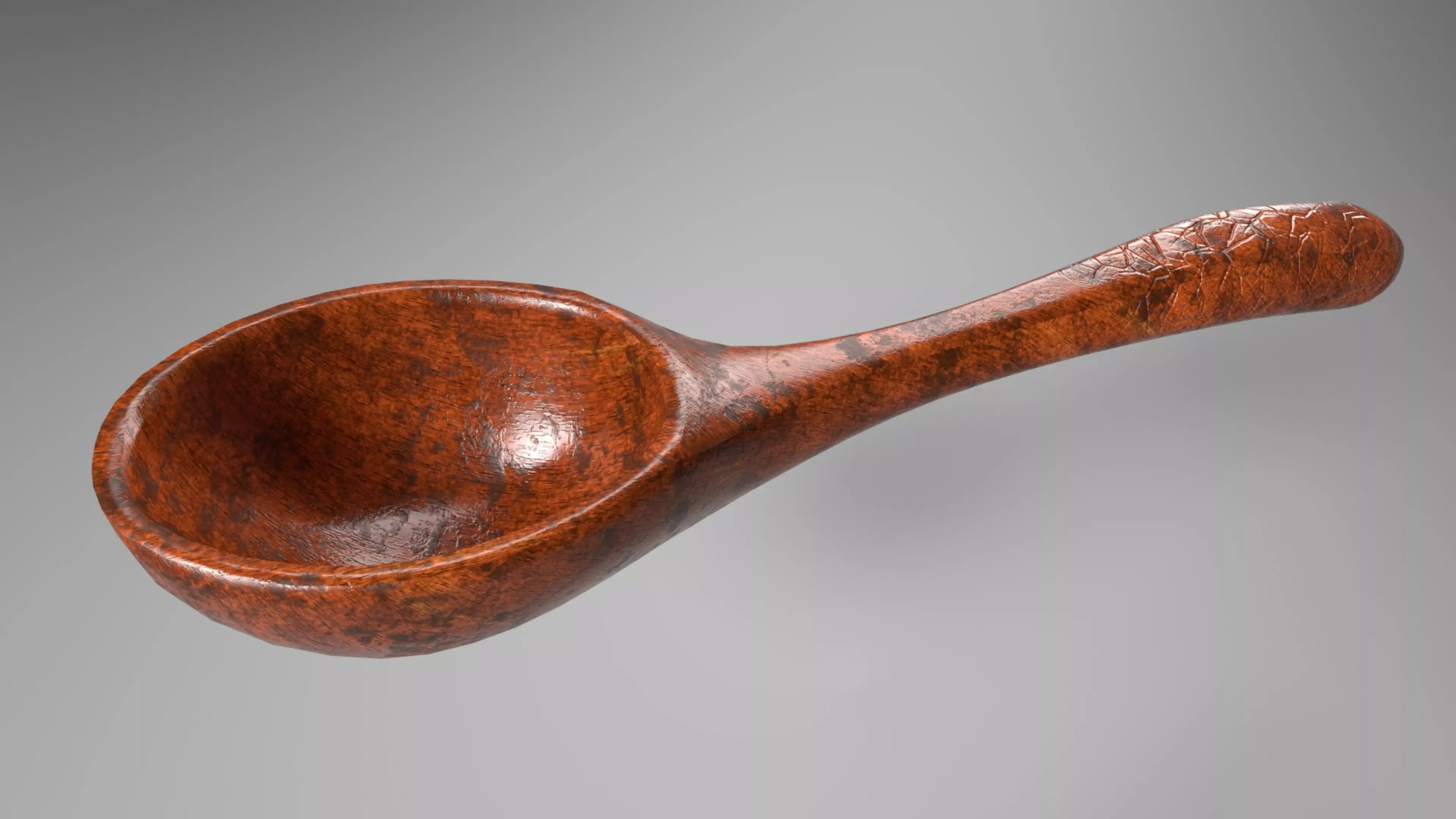Realistic Wooden Ladle PBR 3D Model Game-Ready Low-poly 3D model_0