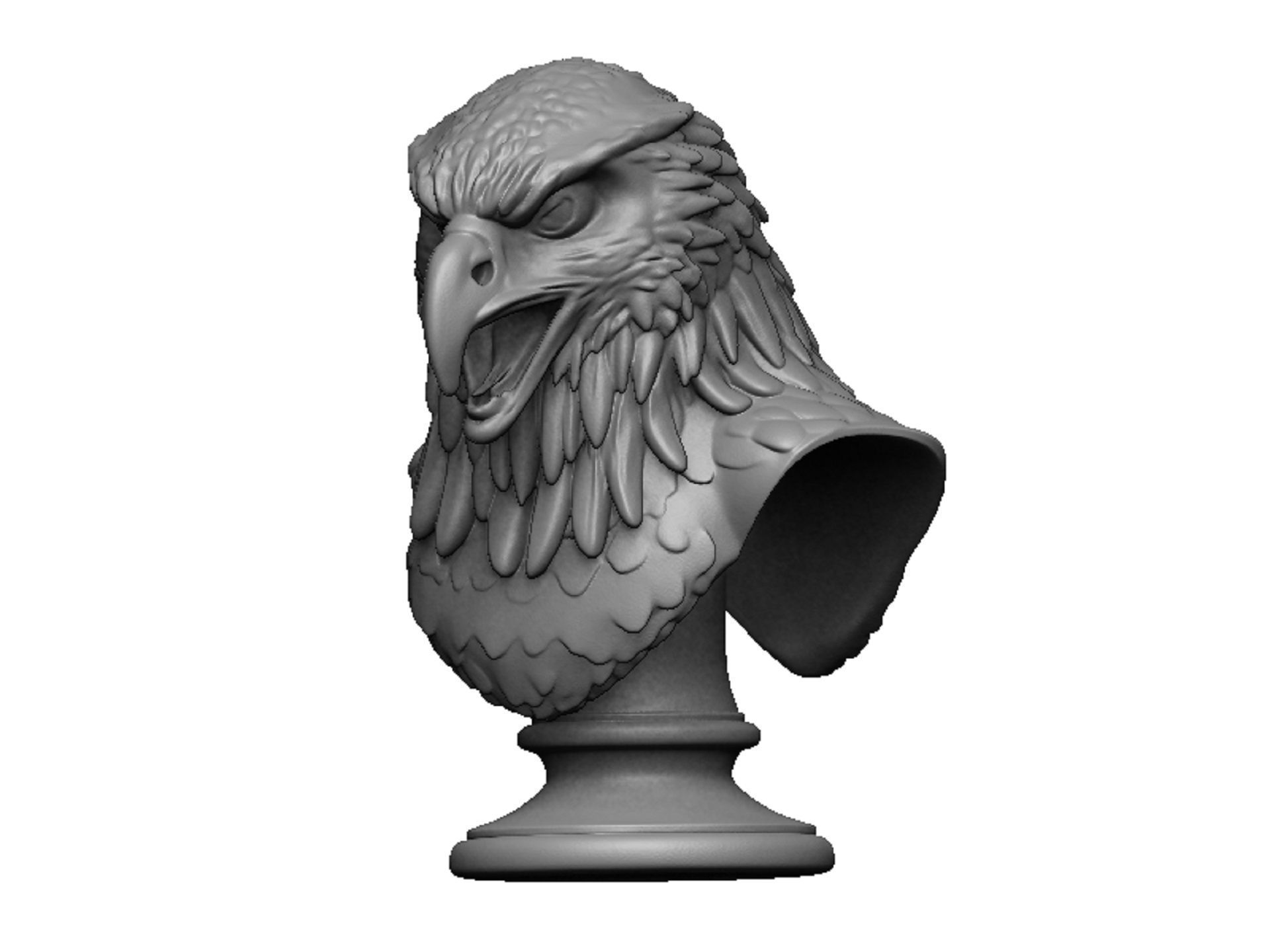 eagle head bust 3D print model_4